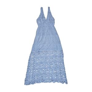 Boston Proper Light Blue Sleeveless Crochet Maxi Dress Women's Size Medium